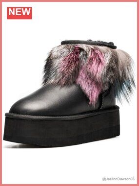 Fluffy Fur High Thick Sole Slip On Warm Winter Snow Boot